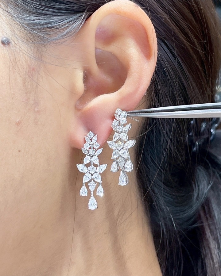 4.42 Carat Fancy-Cut Diamond Chandelier Earrings in 18K White Gold - Image 2
