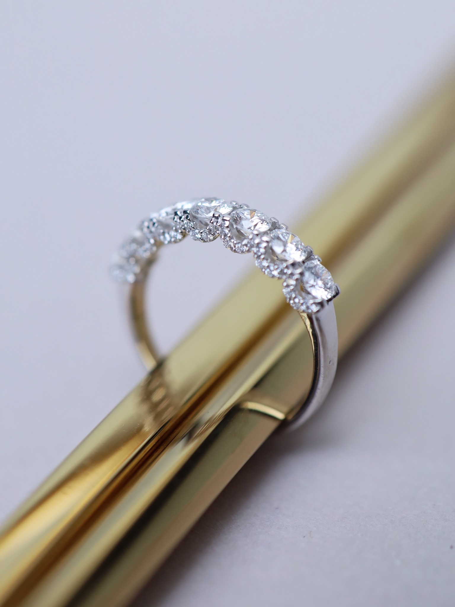 1.18 Carat Round Diamond Double-Row Ring in 18K White Gold - Image 5