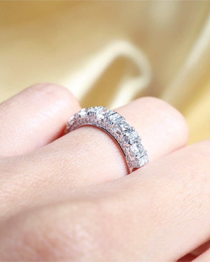 1.95 Carat Round Diamond Half-Eternity Ring in 18K White Gold - Image 10