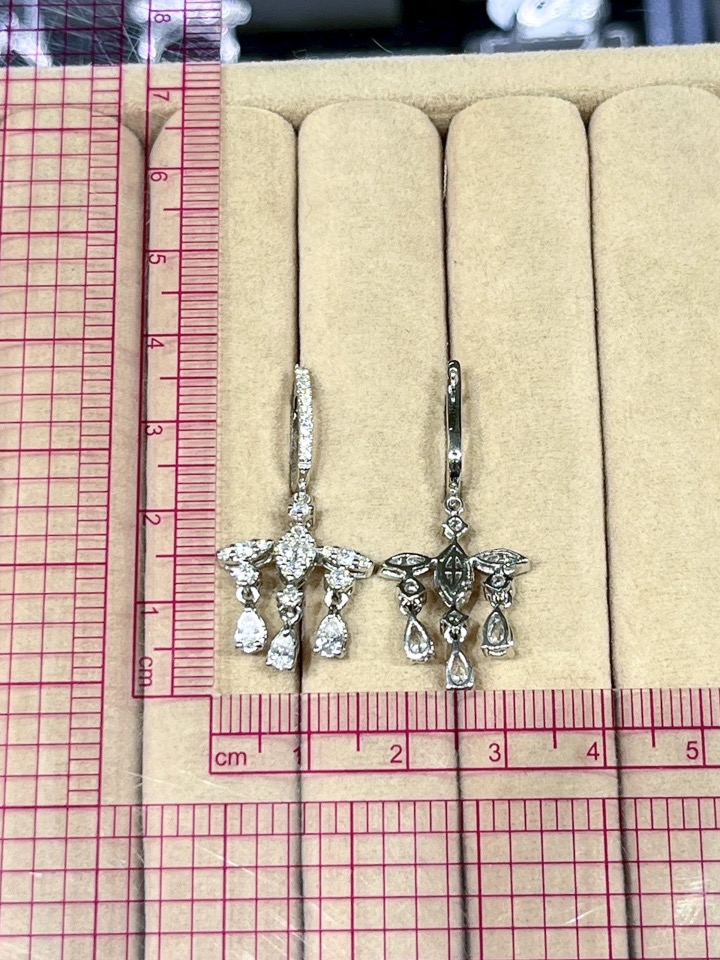 1.82 Carat Fancy-Cut Diamond Shimmering Drop Earrings in 18K White Gold - Image 7