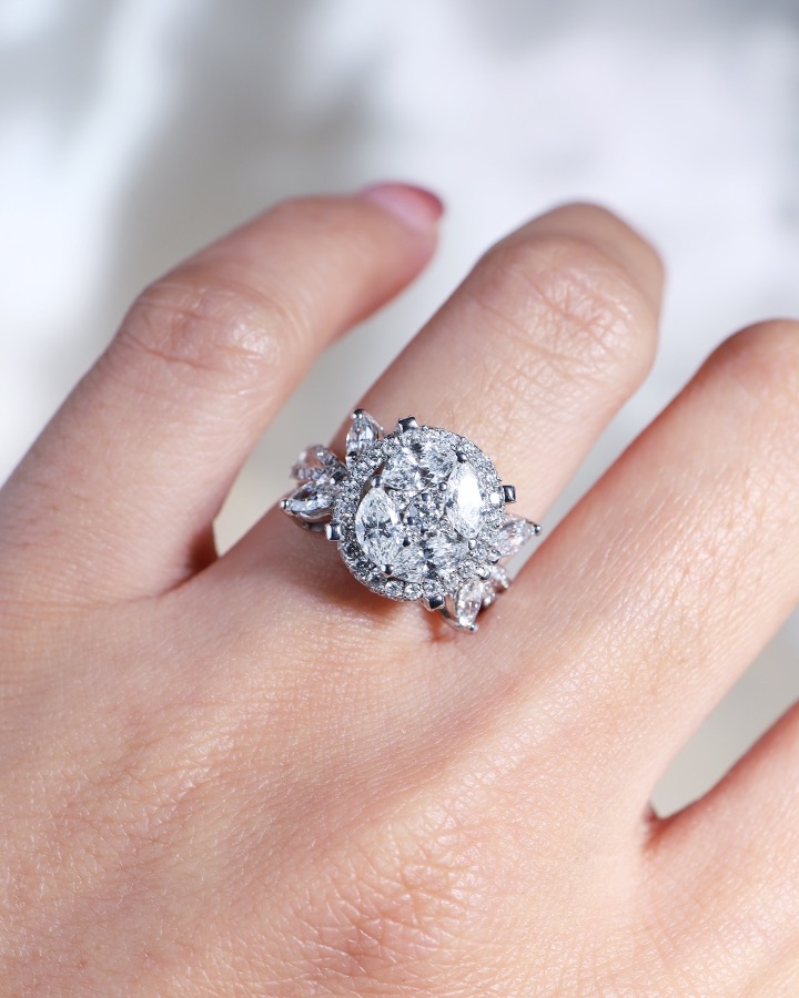 2.25 Carat Marquise and Round Diamond Illusion Ring in 18K White Gold - Image 10