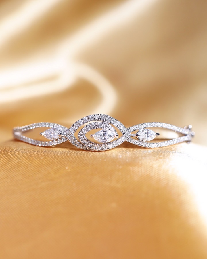 2.05 Carat Marquise and Round Diamond Bangle in 18K White Gold - Image 11