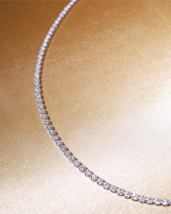 6.10 Carat Diamond Tennis Eternity Necklace in 18K White Gold - Image 5