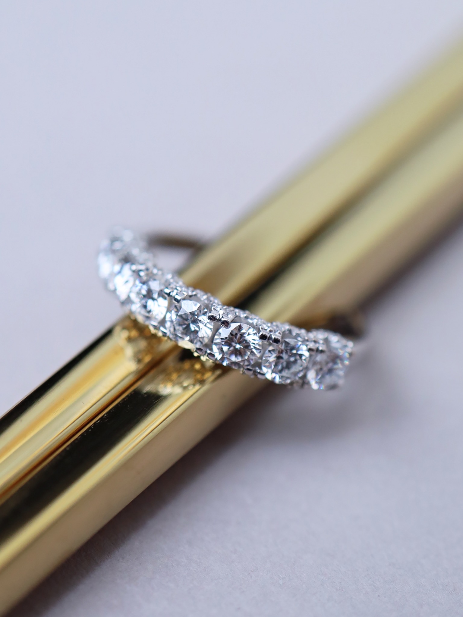 1.18 Carat Round Diamond Double-Row Ring in 18K White Gold - Image 9