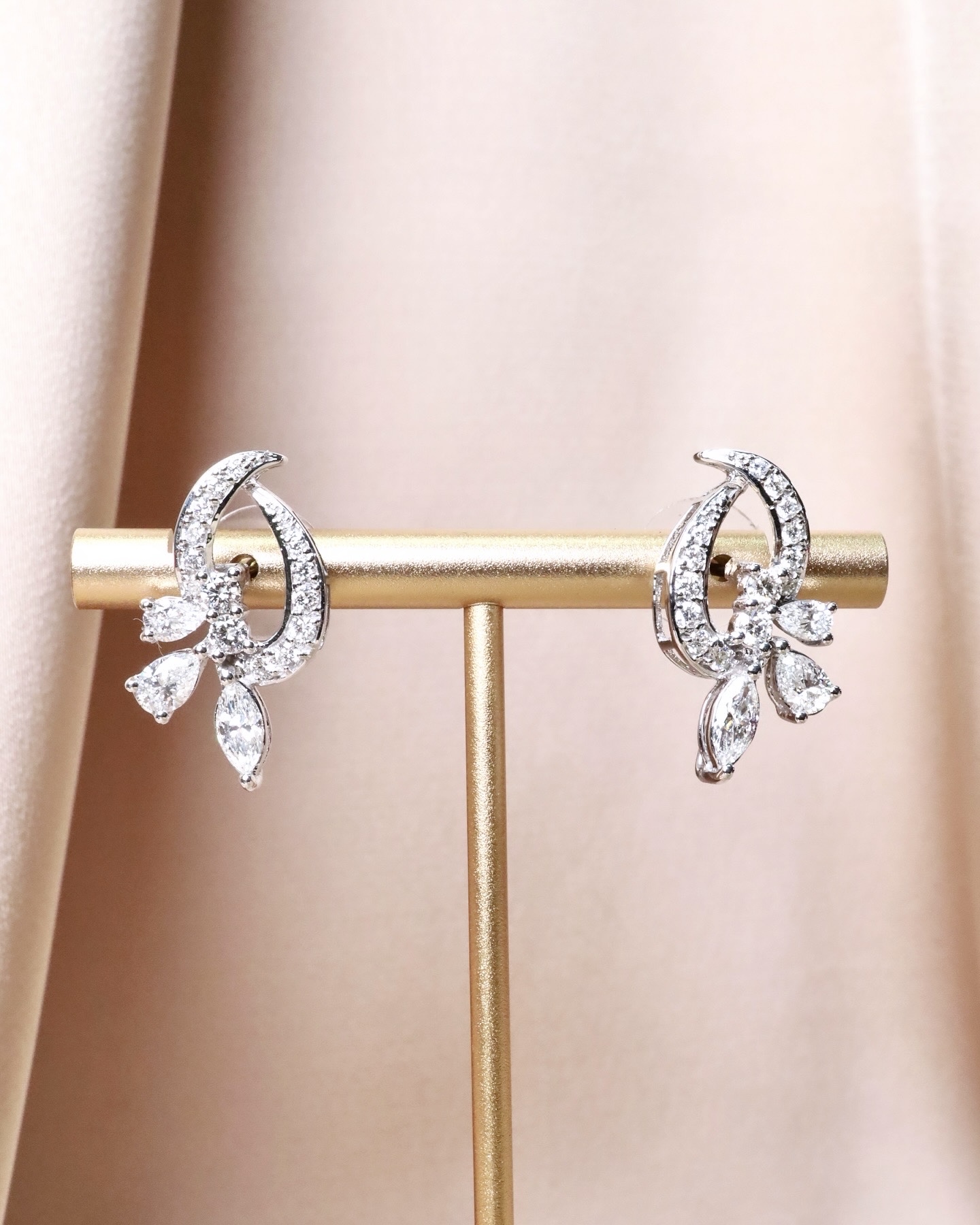 2.46 Carat Diamond Crescent Drop Earrings in 18K White Gold - Image 5