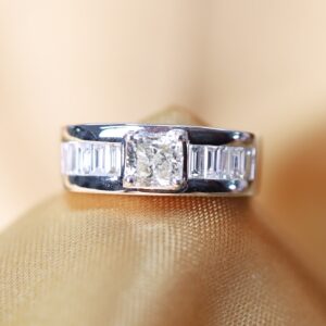 1.60 Carat GIA Cushion Diamond Men’s Ring in 18K White Gold