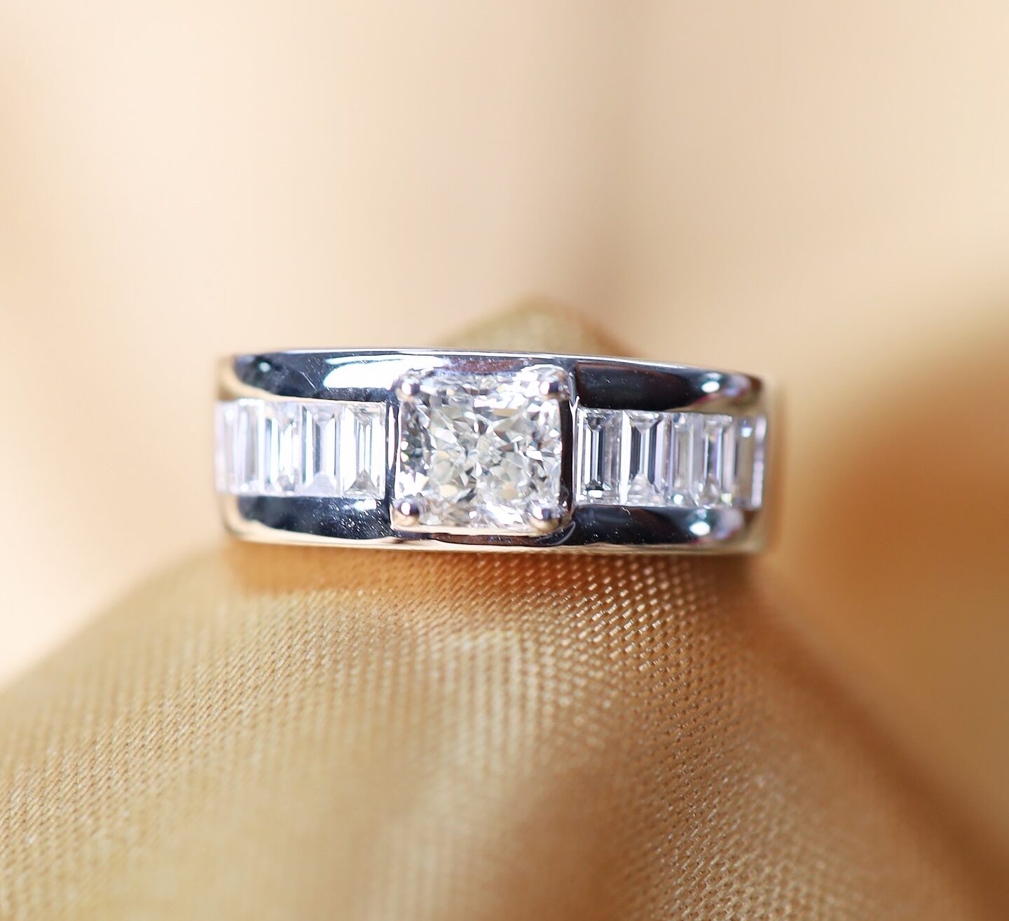 1.60 Carat GIA Cushion Diamond Men’s Ring in 18K White Gold