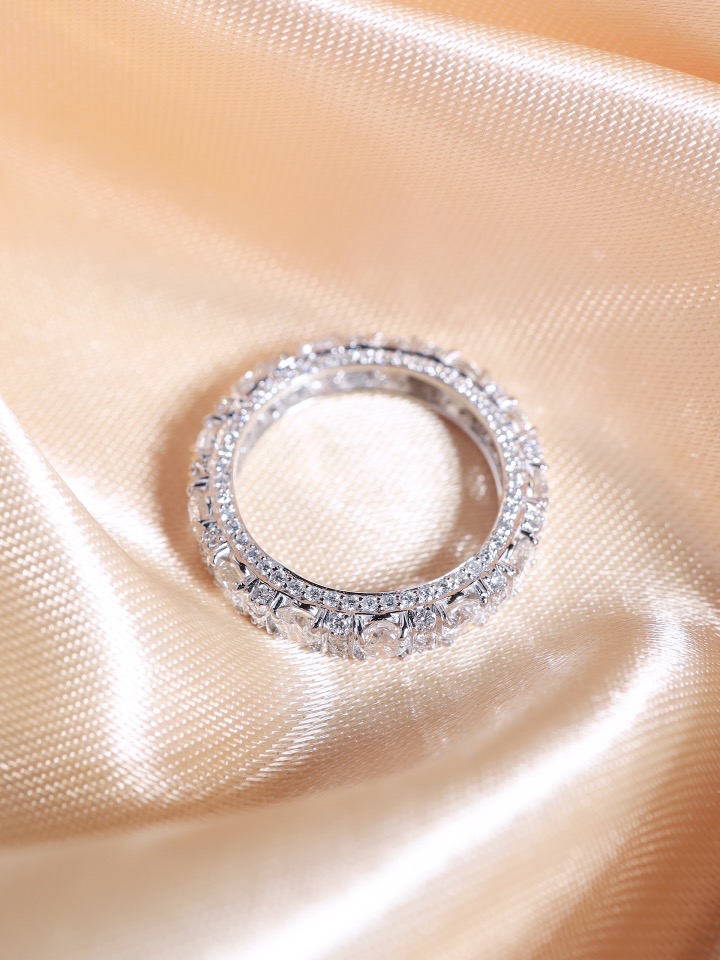 3.50 Carat Round Diamond Multi-Row Eternity Ring in 18K White Gold - Image 10