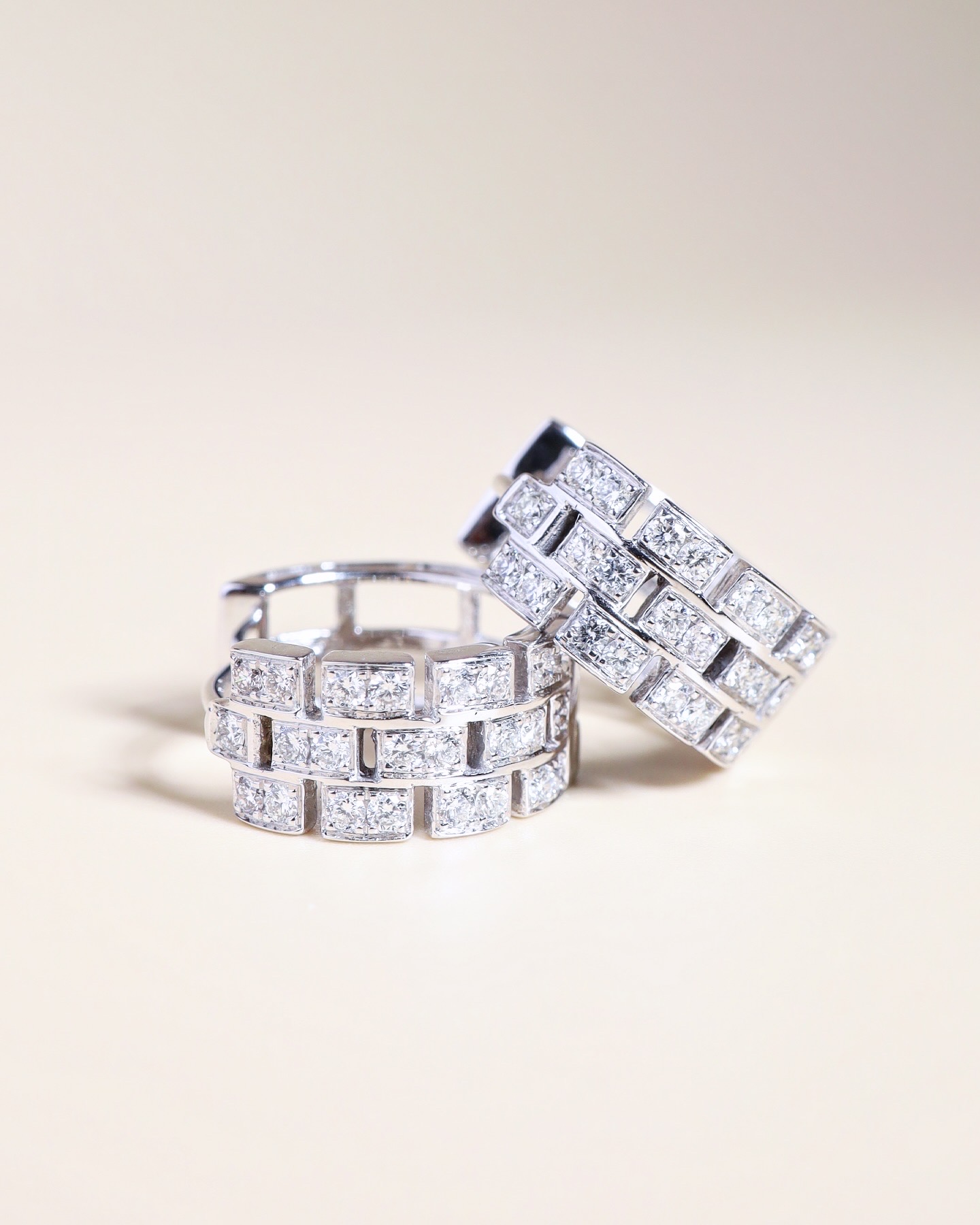 0.84 Carat Diamond Geometric Hoop Earrings in 18K White Gold