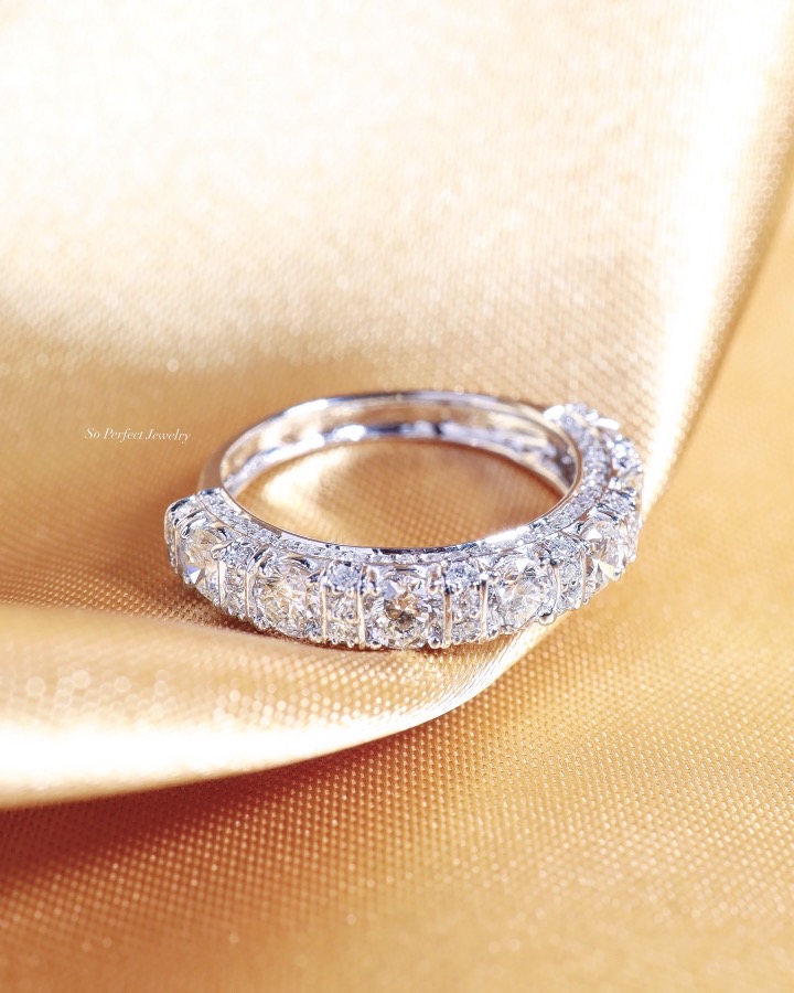 1.95 Carat Round Diamond Half-Eternity Ring in 18K White Gold - Image 2