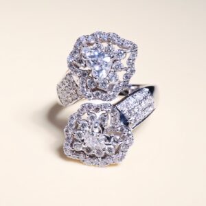 GIA-Certified Heart-Shaped Diamond Twisted Ring in 18K White Gold