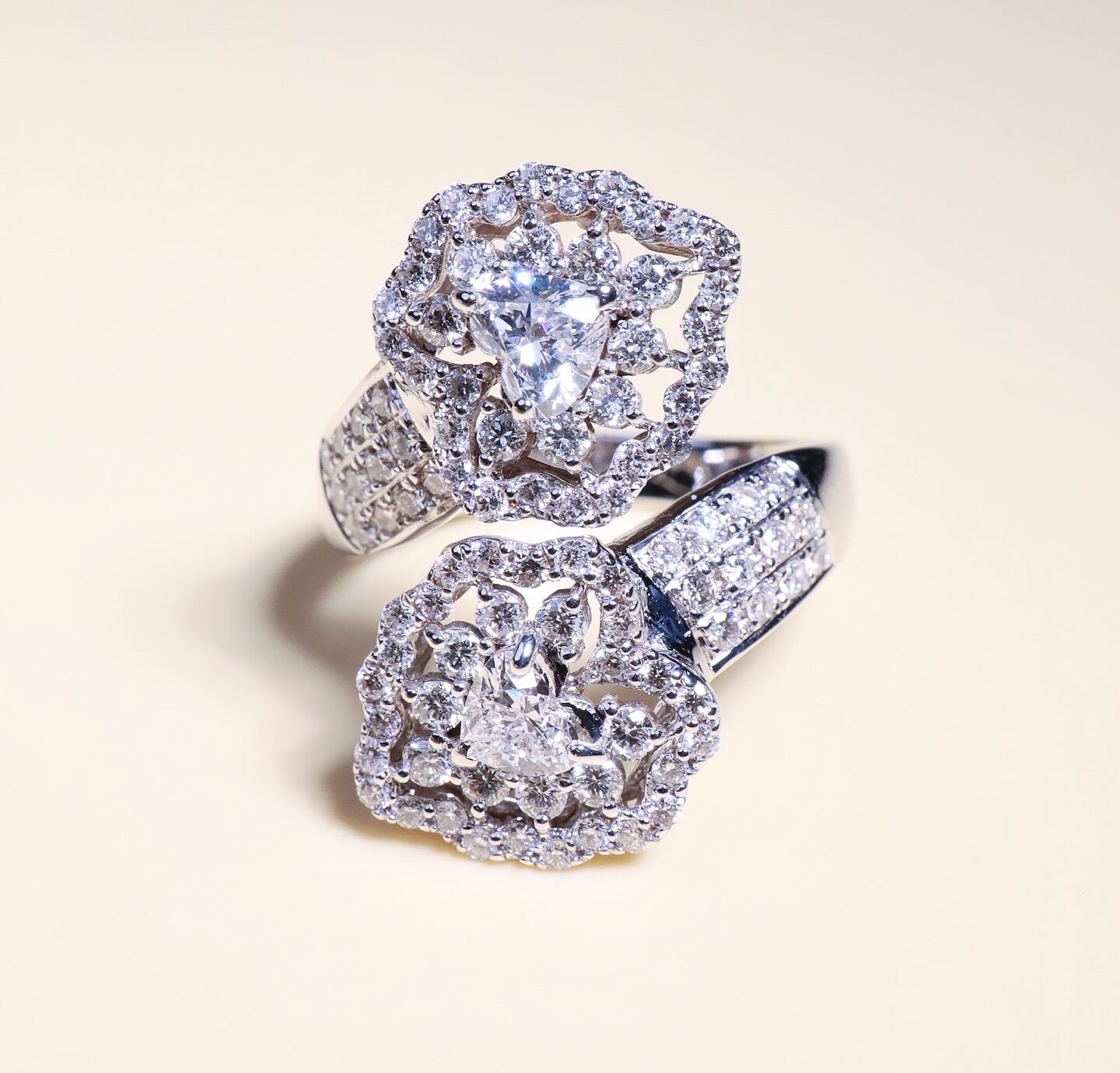 GIA-Certified Heart-Shaped Diamond Twisted Ring in 18K White Gold