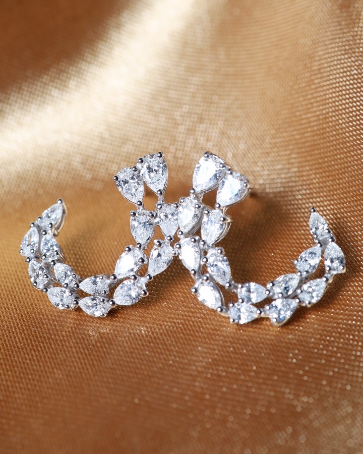 2.66 Carat Fancy-Cut Diamond Statement Earrings in 18K White Gold - Image 11