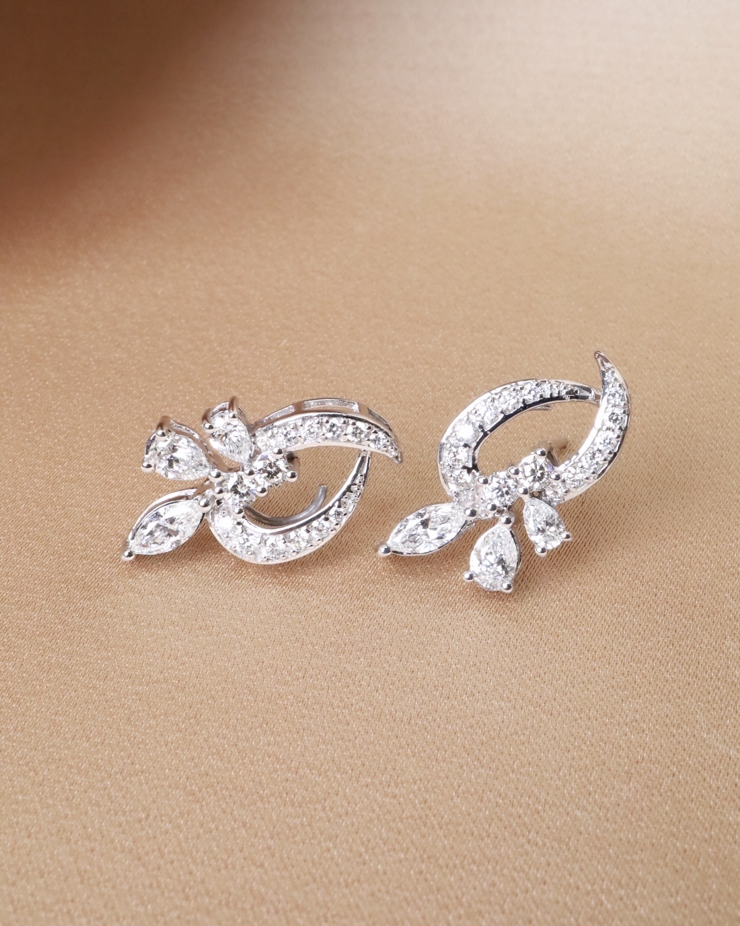 2.46 Carat Diamond Crescent Drop Earrings in 18K White Gold - Image 2