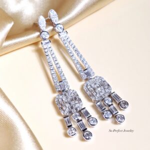 4.30 Carat Diamond Chandelier Earrings in 18K White Gold