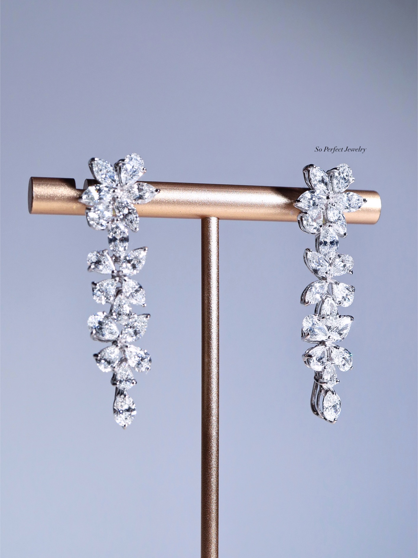 Gardenia Cascade 9.60 Carat Fancy-Cut Diamond Earrings