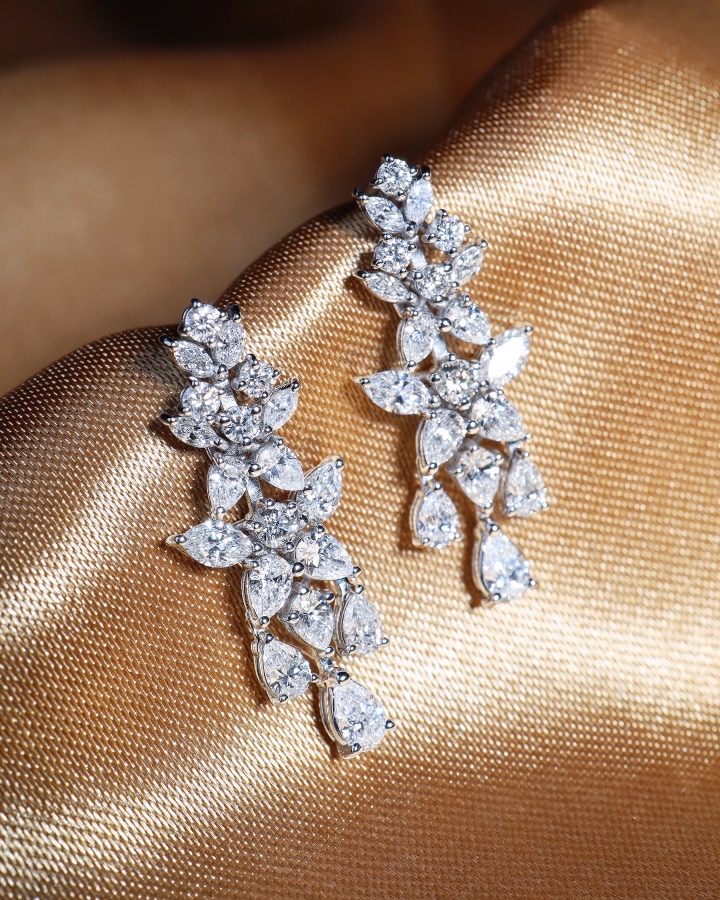4.42 Carat Fancy-Cut Diamond Chandelier Earrings in 18K White Gold - Image 9