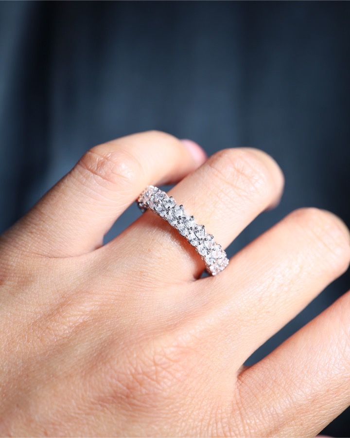 2.17 Carat Fancy Diamond Eternity Ring in 18K White Gold - Image 7