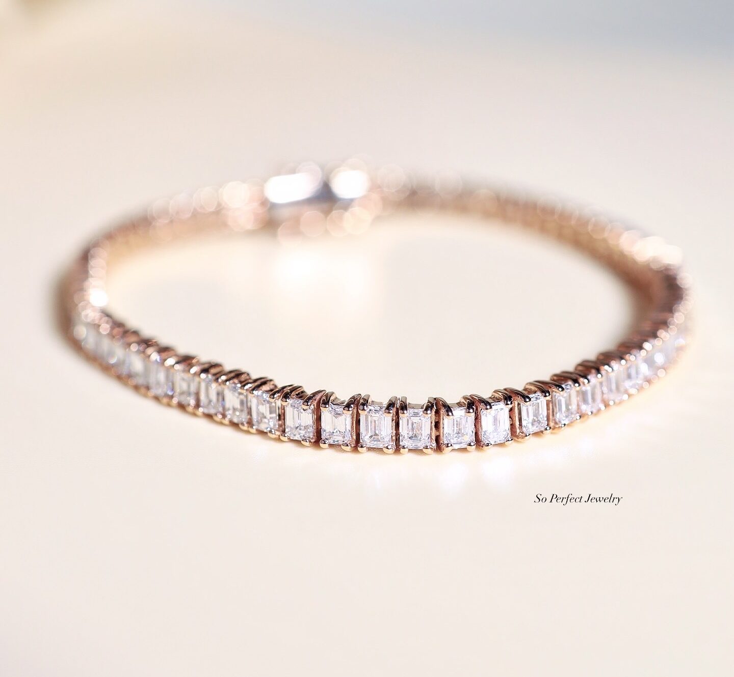 8.52 Carat Emerald-Cut Diamond Tennis Bracelet in 18K Rose Gold