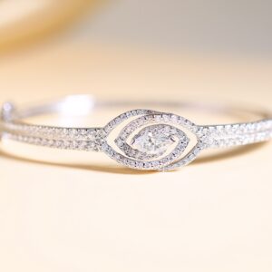1.96 Carat Marquise and Round Diamond Bangle in 18K White Gold