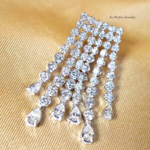 4.10 Carat Diamond Cascade Drop Earrings in 18K White Gold