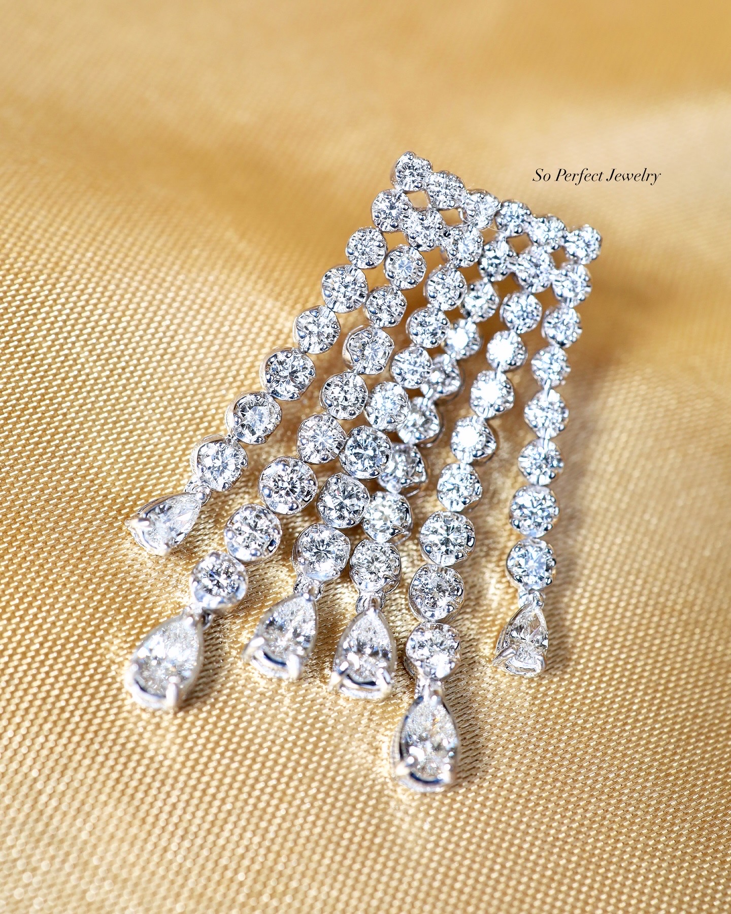 4.10 Carat Diamond Cascade Drop Earrings in 18K White Gold