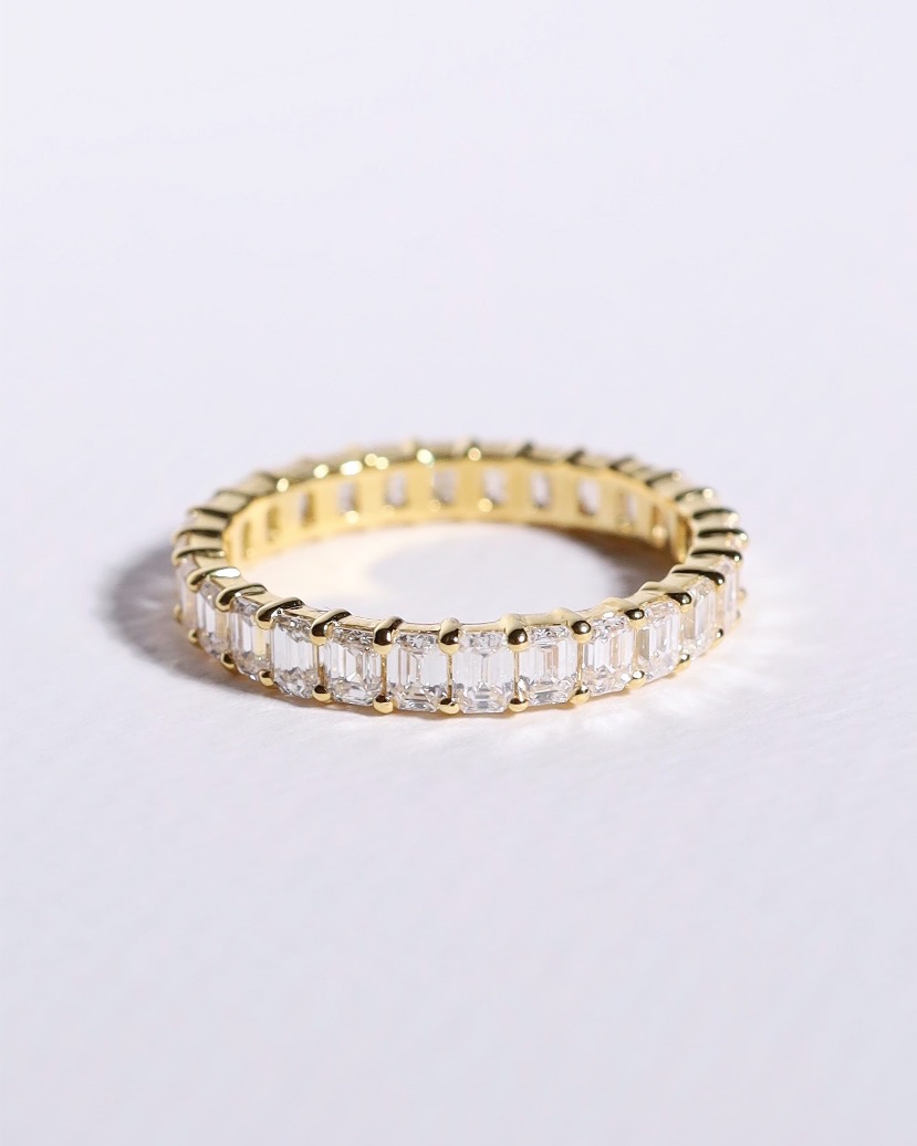 2.80 Carat Emerald-Cut Diamond Eternity Ring in 18K Yellow Gold - Image 2