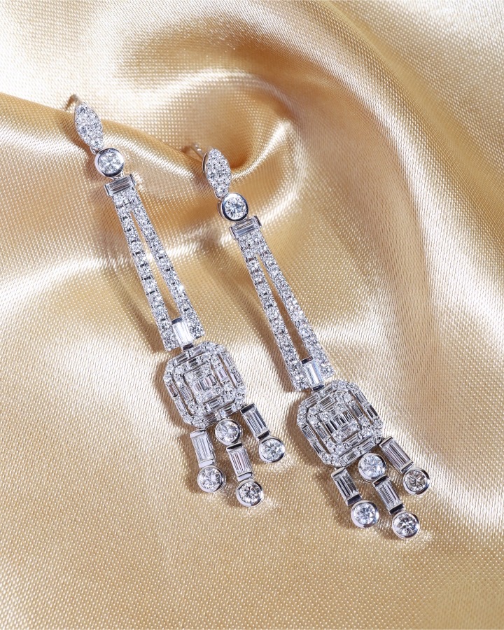 4.30 Carat Diamond Chandelier Earrings in 18K White Gold - Image 4