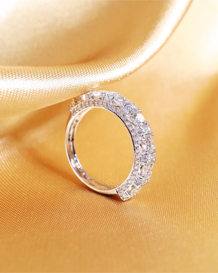 1.95 Carat Round Diamond Half-Eternity Ring in 18K White Gold - Image 9