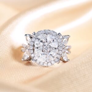 2.25 Carat Marquise and Round Diamond Illusion Ring in 18K White Gold