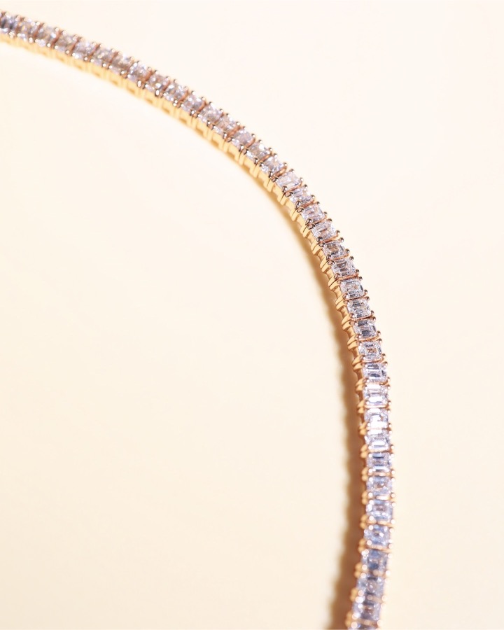 8.52 Carat Emerald-Cut Diamond Tennis Bracelet in 18K Rose Gold - Image 4