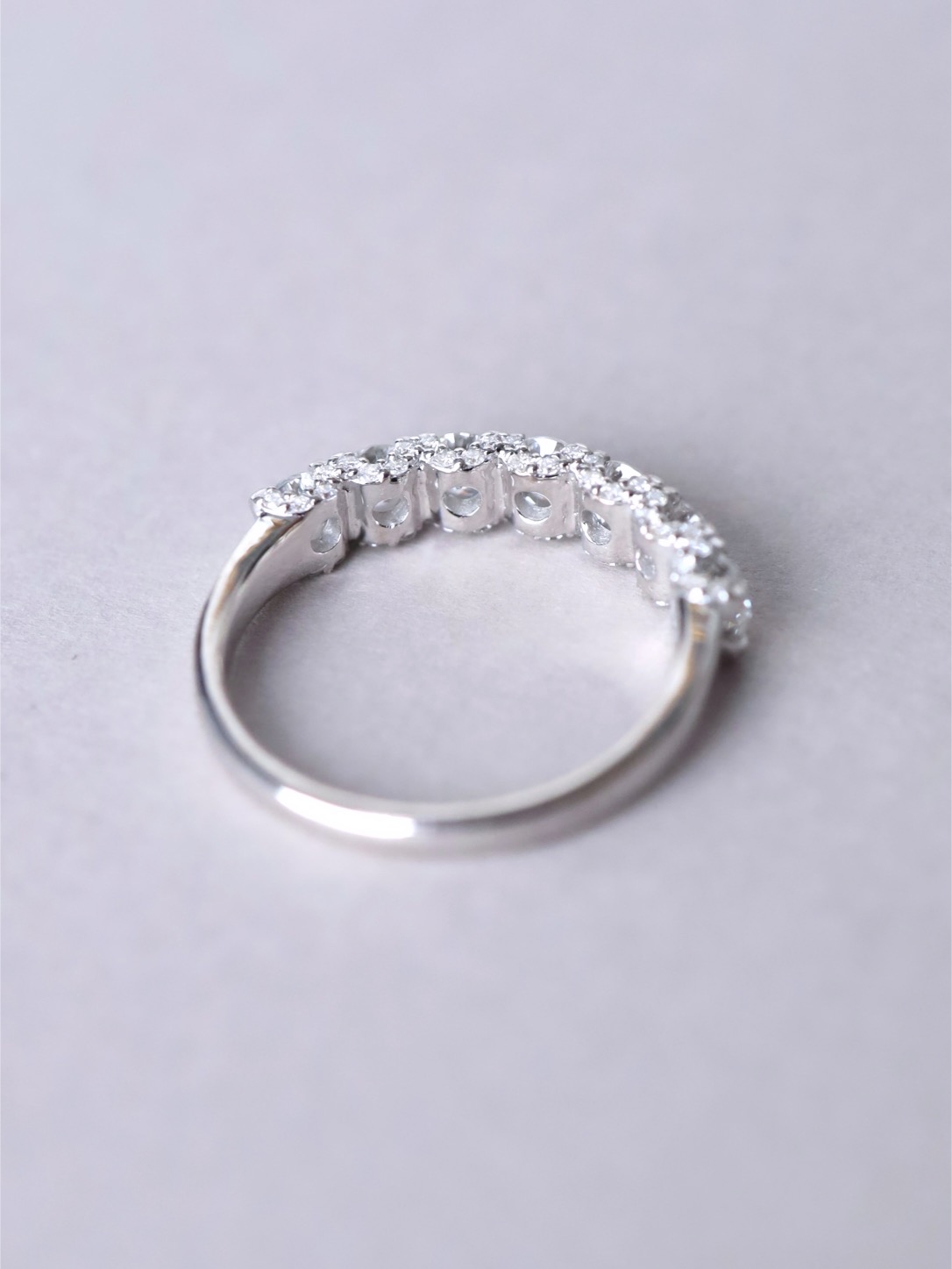 1.18 Carat Round Diamond Double-Row Ring in 18K White Gold - Image 6