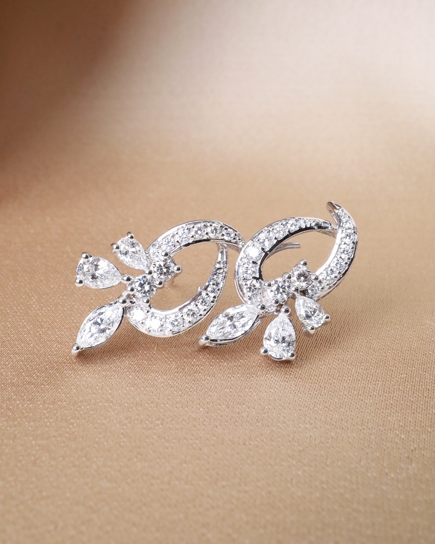 2.46 Carat Diamond Crescent Drop Earrings in 18K White Gold - Image 6