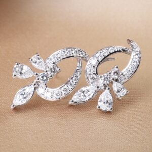 2.46 Carat Diamond Crescent Drop Earrings in 18K White Gold