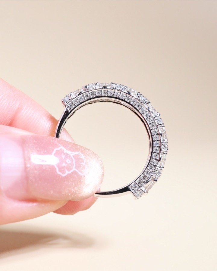 1.95 Carat Round Diamond Half-Eternity Ring in 18K White Gold - Image 8