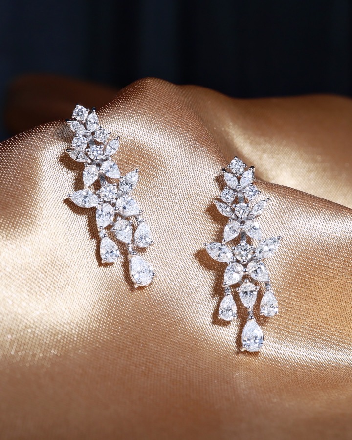 4.42 Carat Fancy-Cut Diamond Chandelier Earrings in 18K White Gold - Image 6