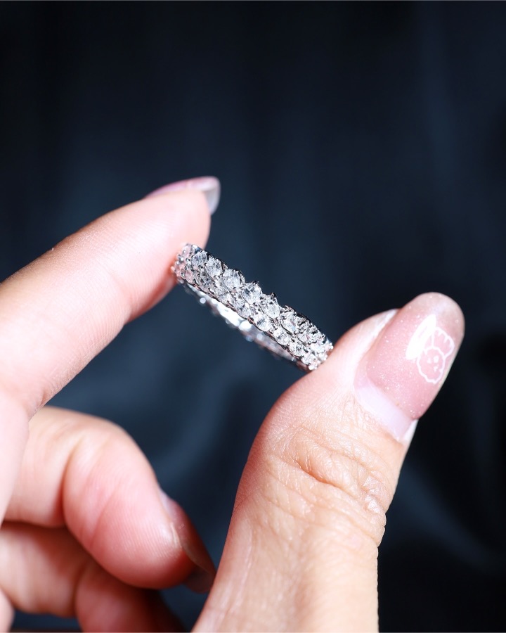2.17 Carat Fancy Diamond Eternity Ring in 18K White Gold - Image 9