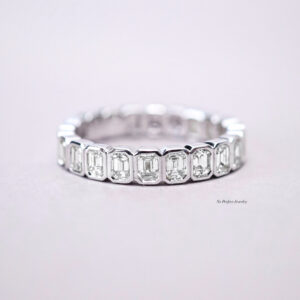 1.40 Carat Emerald-Cut Diamond Semi-Eternity Ring in 18K White Gold