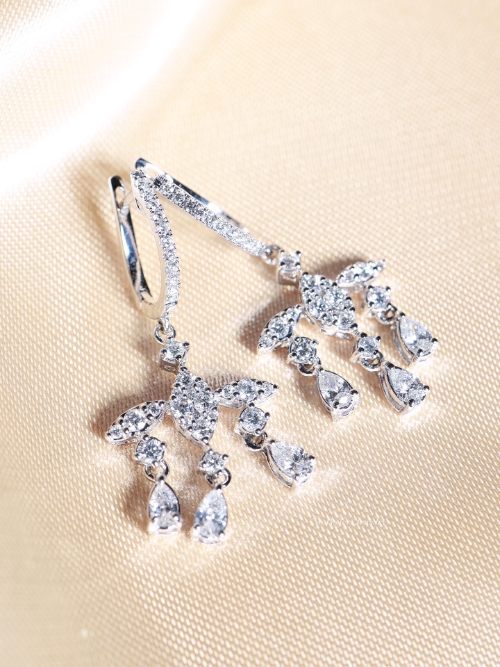 1.82 Carat Fancy-Cut Diamond Shimmering Drop Earrings in 18K White Gold - Image 6