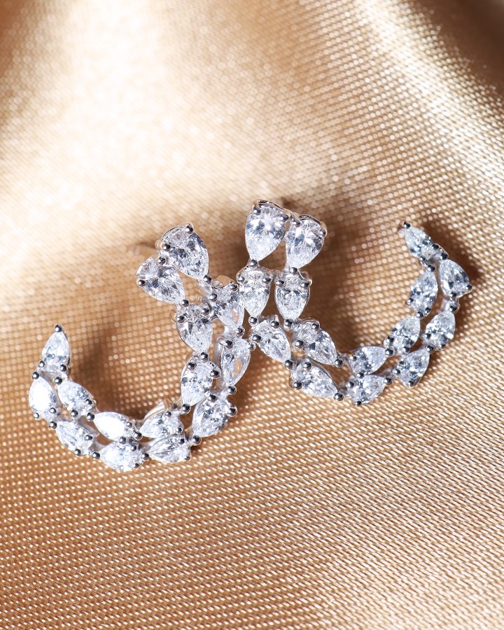 2.66 Carat Fancy-Cut Diamond Statement Earrings in 18K White Gold - Image 8