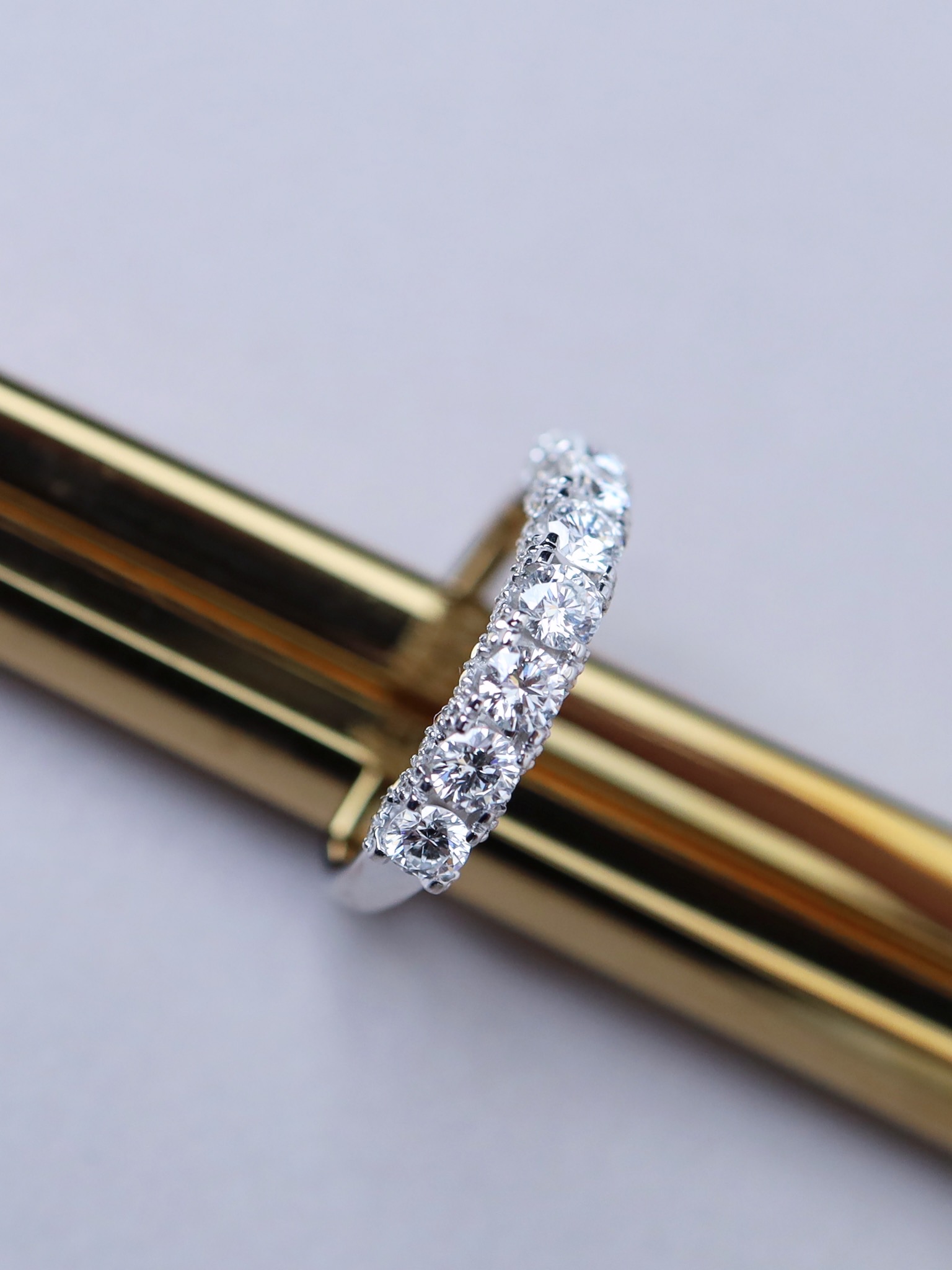 1.18 Carat Round Diamond Double-Row Ring in 18K White Gold - Image 10