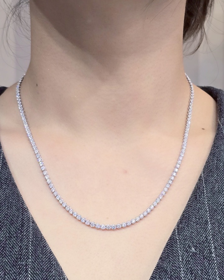 6.10 Carat Diamond Tennis Eternity Necklace in 18K White Gold - Image 2