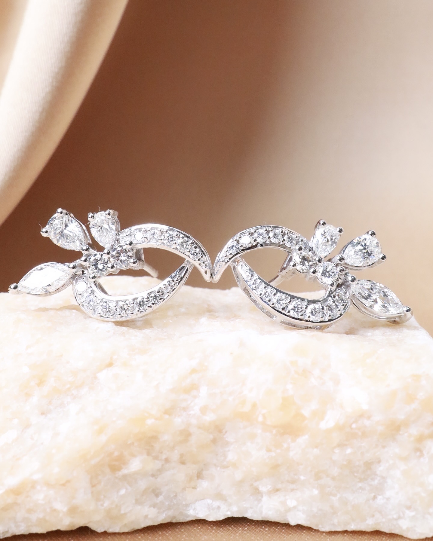 2.46 Carat Diamond Crescent Drop Earrings in 18K White Gold - Image 7