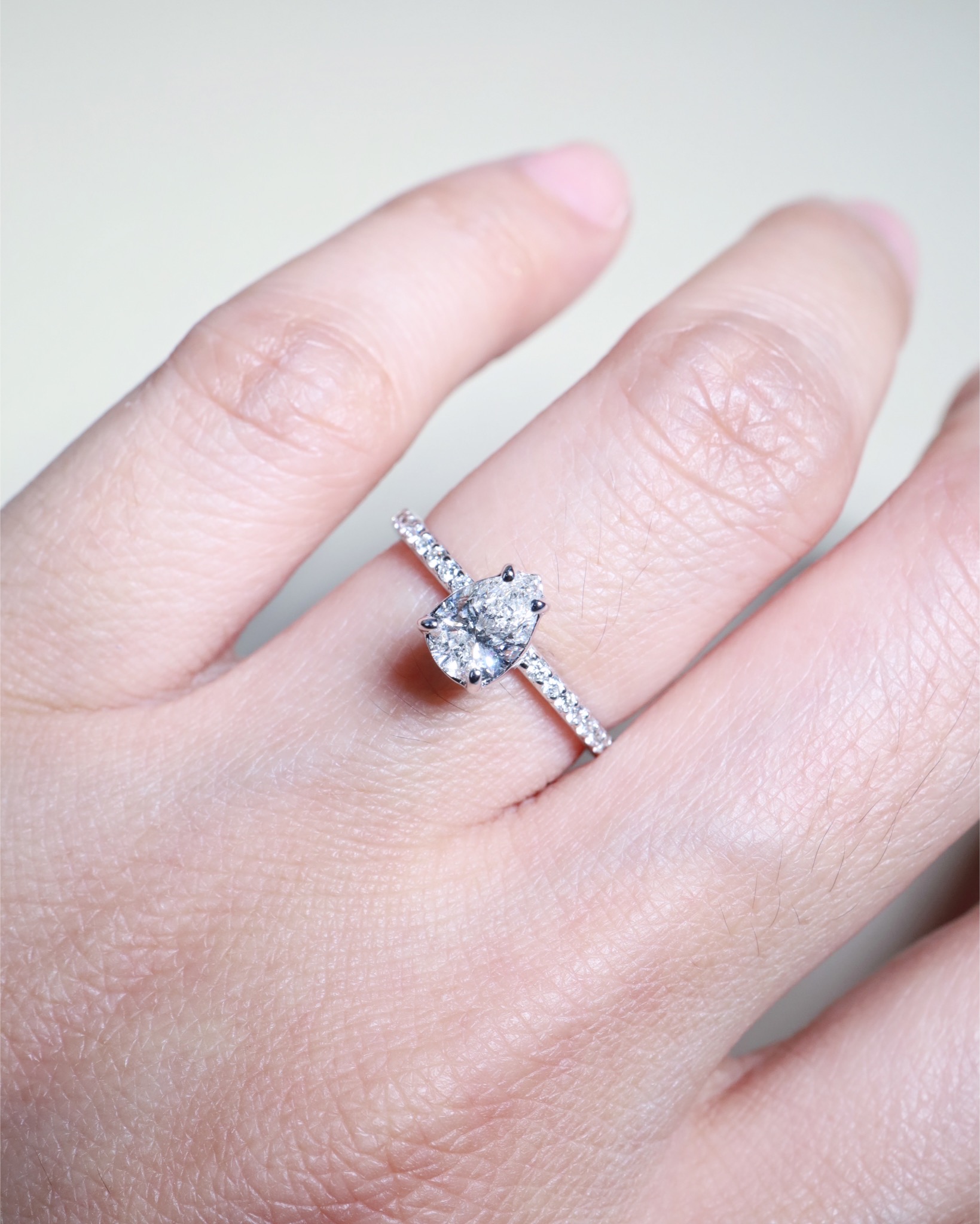 GIA-Certified 0.60 Carat Pear-Shaped Diamond Solitaire Ring in 18K White Gold - Image 2