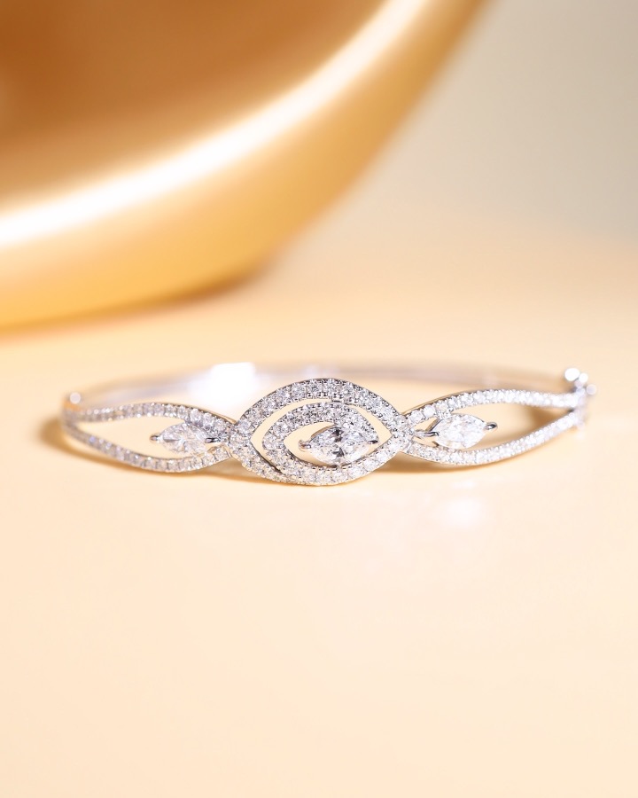 2.05 Carat Marquise and Round Diamond Bangle in 18K White Gold - Image 10