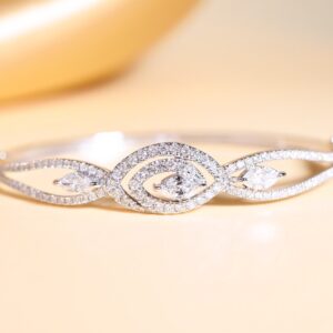 2.05 Carat Marquise and Round Diamond Bangle in 18K White Gold