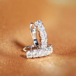 1.00 Carat Diamond Latch Back Hoop Earrings in 18K White Gold