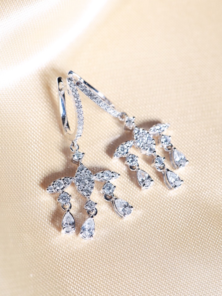 1.82 Carat Fancy-Cut Diamond Shimmering Drop Earrings in 18K White Gold - Image 5