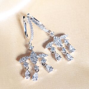 1.82 Carat Fancy-Cut Diamond Shimmering Drop Earrings in 18K White Gold
