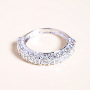 1.95 Carat Round Diamond Half-Eternity Ring in 18K White Gold